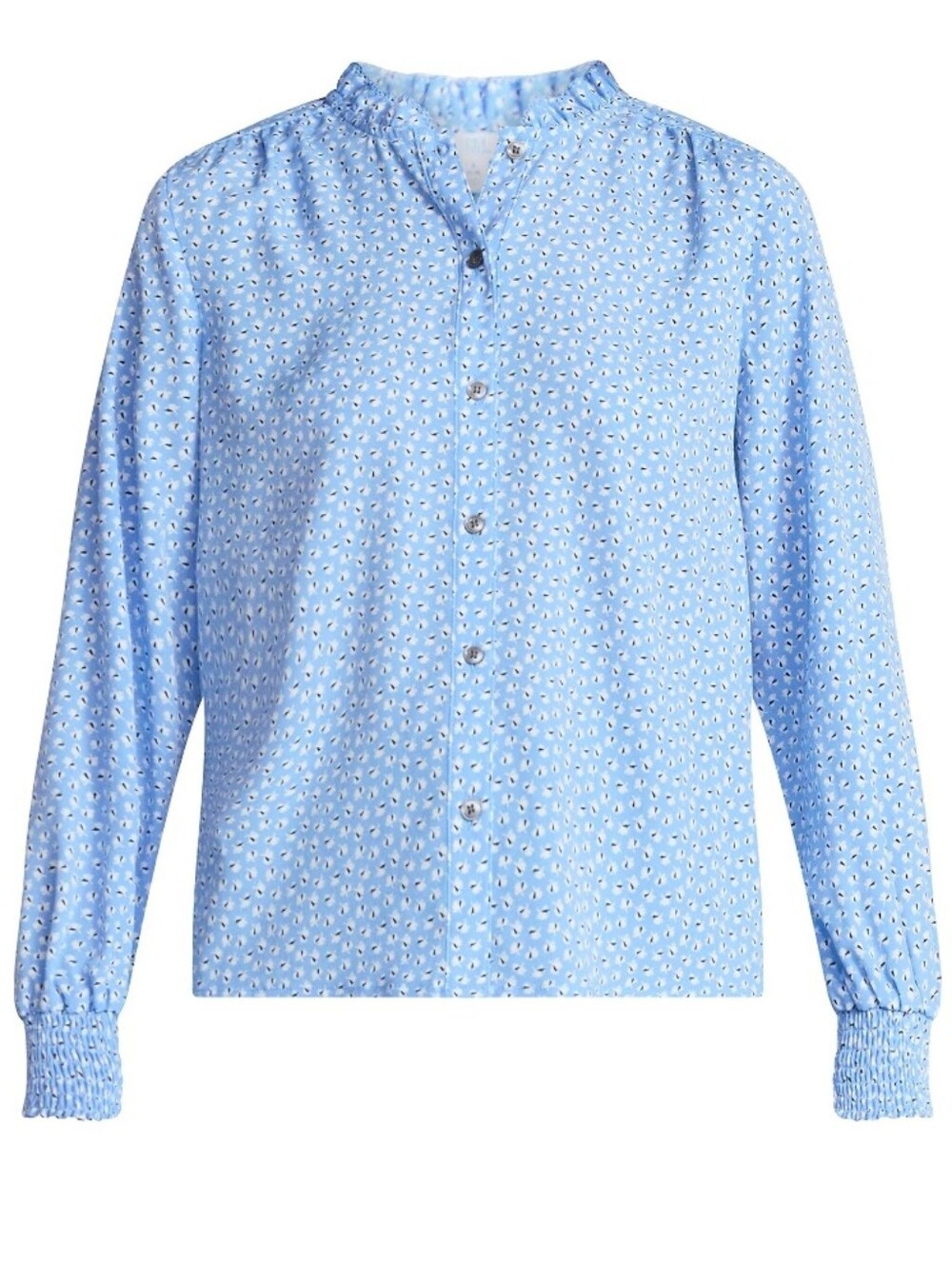 Time and Tru Women's Ruffle Button Down Blouse with Long Sleeves,